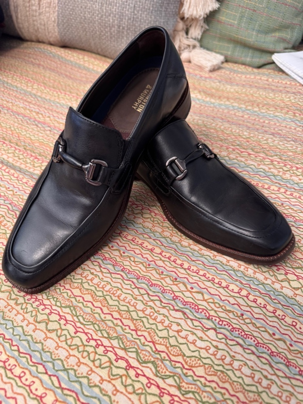 Johnston & Murphy Archer Bit Loafers in black leather. size 8M
